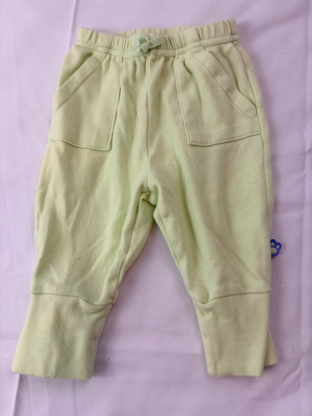 Just One Year Carters Baby 3M Lime Green Jogger Pants Pockets Paw Print Unisex